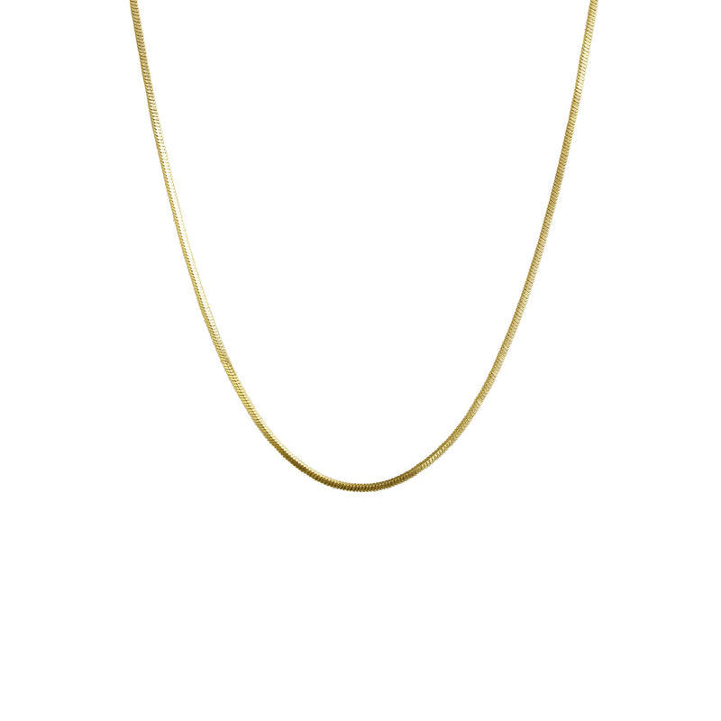 [Australia] - CHESKY 14K Gold/Silver Plated Flat Snake Chain Adjustable Punk Herringbone Choker Necklace Snake Bone Chain Calvice Chain Choker Necklace Dainty Jewelry for Women 1.5/3/5MM(W) 14"/16"(L) 1.5mm-16inch-Gold 