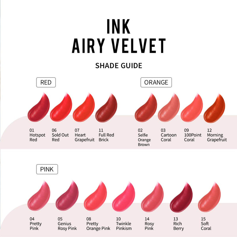 [Australia] - Peripera Ink Airy Velvet Lip Tint | High-Pigmentation, Lightweight, Soft, Moisturizing, Not Animal Tested | Hotspot Red (#01), 0.14 fl oz 0.14 Ounce 01 Hotspot Red (AD) 