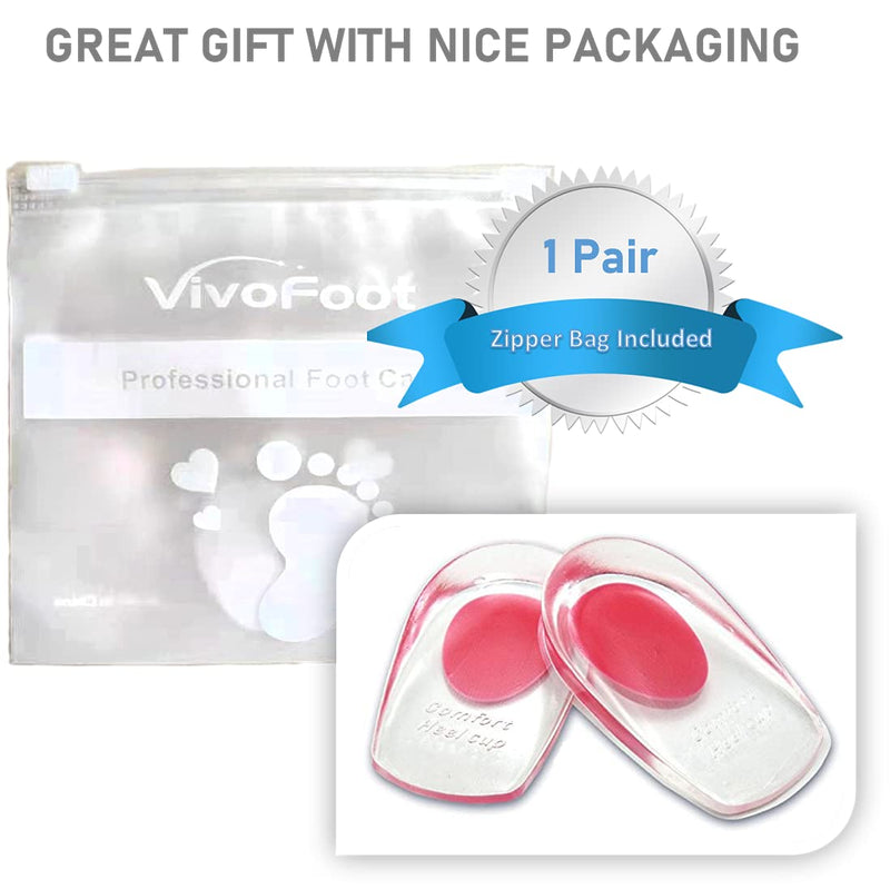 [Australia] - VivoFoot Gel Heel Cups, Shoe Inserts for Plantar Fasciitis, Heel Spur & Achilles Pain Relief, Heel Lift Pads for Men & Women (Small, 1 Pair) Small, 1 Pair 