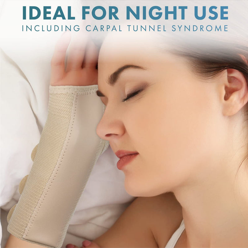 [Australia] - Actesso Tri-Weave Wrist Support Splint Brace - Relieves Pain from Carpal Tunnel, Fractures, Sprains and Joint Pain (Beige, Large Right) L (Pack of 1) 