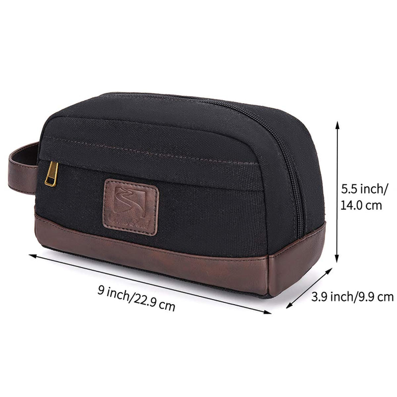 [Australia] - Toiletry Bag Travel Canvas Mens Leather Makeup Bag Organizer Cosmetic Bag Mens Shaving Bag Dopp Kits Black… 