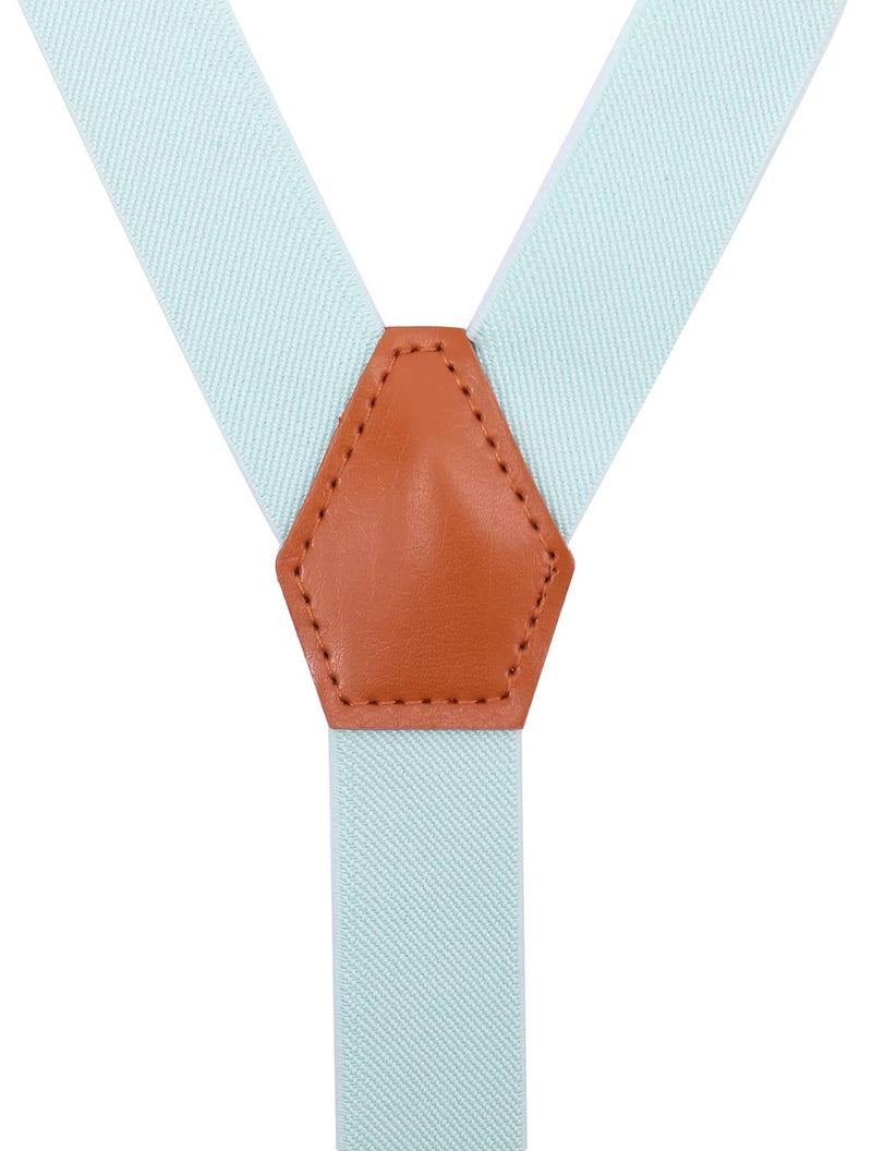 [Australia] - SUNNYTREE Mens Kids Suspenders Bow Tie Set Adjustable Y Back Elastic 24 inches (1 yrs - 3 yrs) 1_aqua 