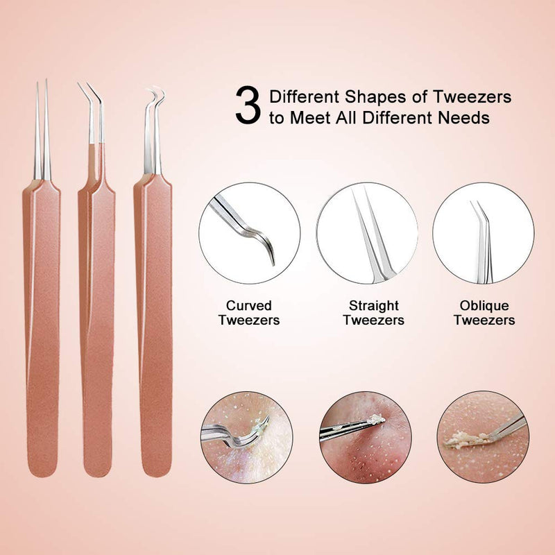 [Australia] - 10 PCS Blackhead Remover Tool Kit, Aooeou Professional Stainless Steel Pimple Popper Tool Treatment for Blemish, Whitehead Popping, Zit Removing for Nose Face Rose gold 