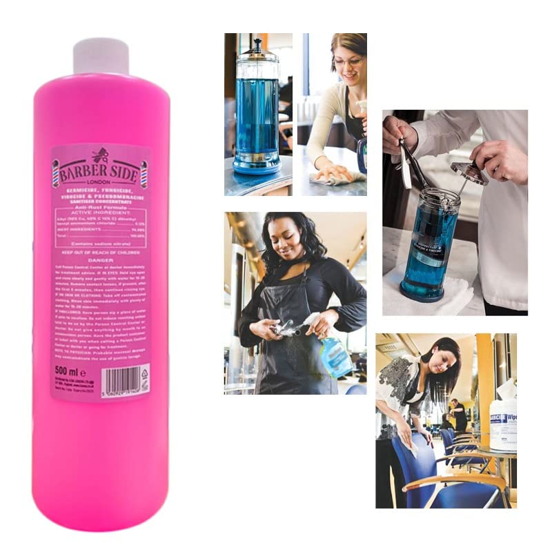 [Australia] - Barber Side London Disinfectant Solution for Salon Barbicide Jars, Medical, Athletics-Girmicide Solution 500ml (Pink) 