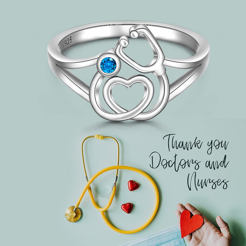 [Australia] - Nurse Stethoscope Ring for Women Sterling Silver BSN Graduation Future Doctor Gifts Medical Student Rn Nurses Jewelry 7 