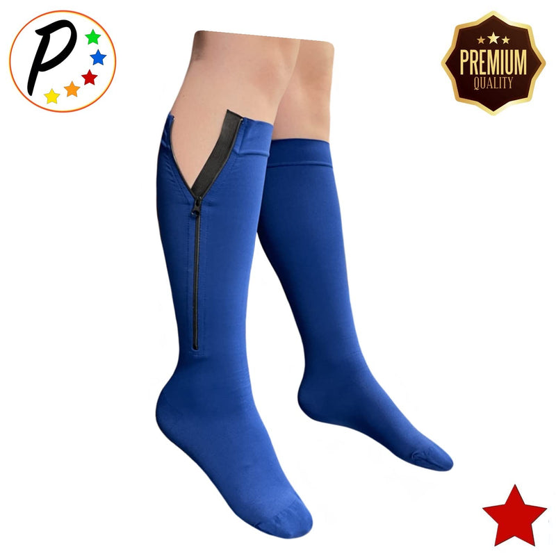 [Australia] - Presadee Premium Navy 20-30 mmHg Firm Compression Leg Swelling YKK Zipper Socks (Closed Toe, 5) Closed Toe 