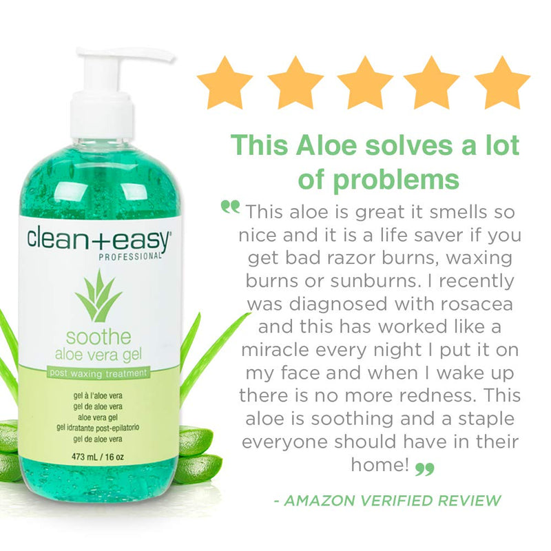 [Australia] - Clean + Easy Soothe Aloe Vera Gel Post Waxing Treatment, Calms and Soothes Irritated Skin After Waxing, Non-greasy and Gets Rid Of Excess Wax Residue, 16 oz 