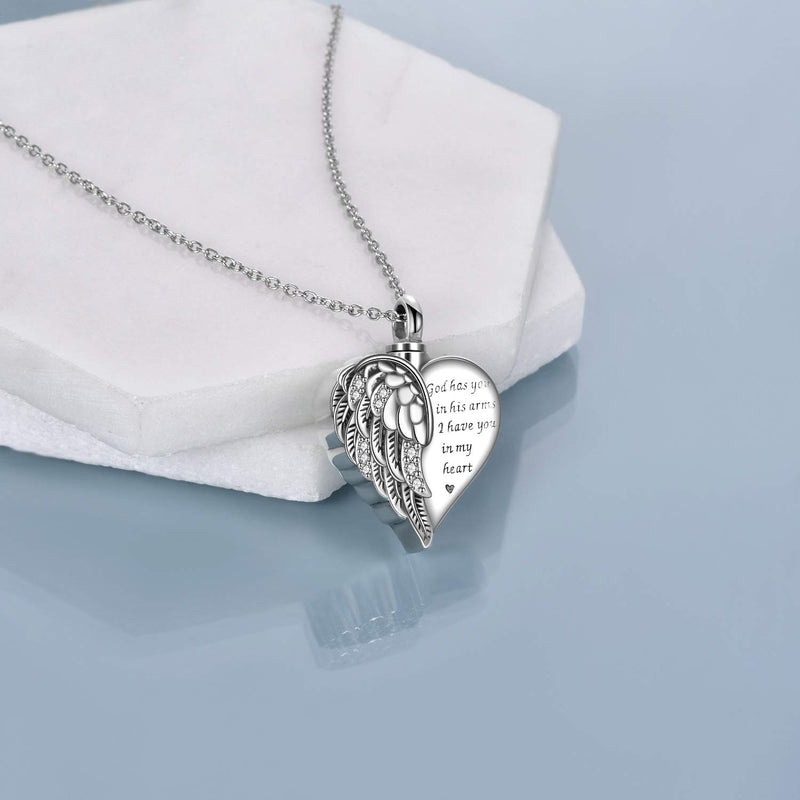 [Australia] - YFN Heart Urn Necklaces for Ashes Sterling Silver Sunflower Hummingbird/Guardian Angel Wings/Elephant Cremation Jewelry for Ashes Memory Jewelry for Women 