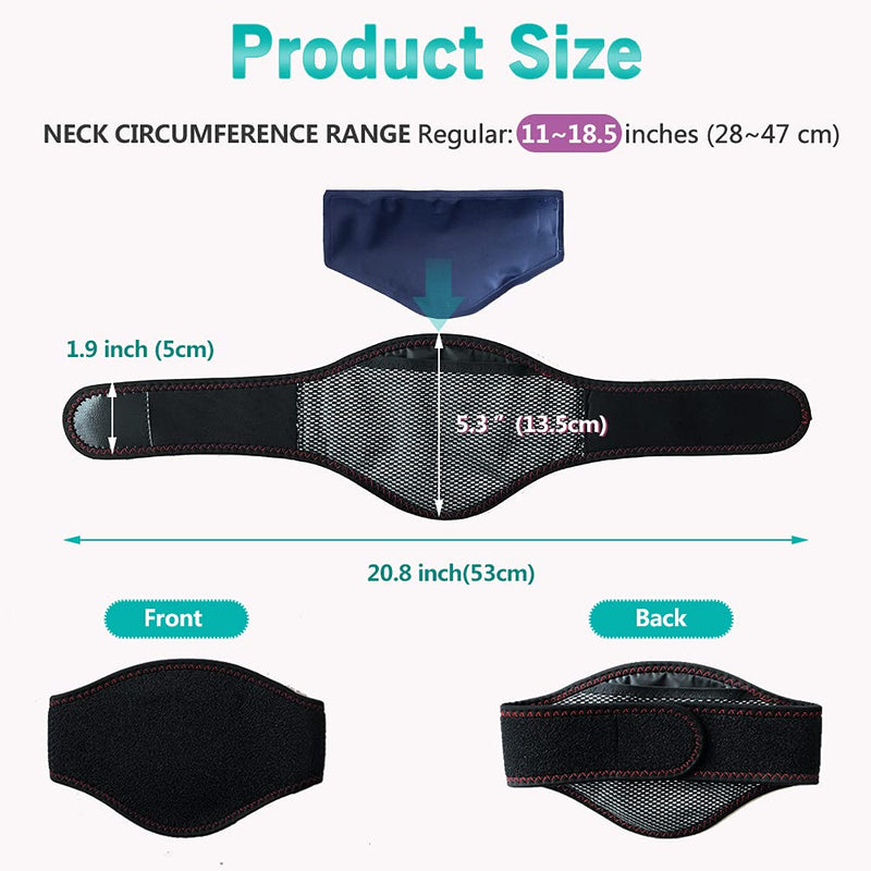 [Australia] - Neck Brace Ice Pack Cervical Collar Soft Ice Wrap Adjustable Ring Relief Neck Pain And Support Reusable Gel For Women Hot & Cold Therapy Treatment Arthritis Release Pressure (11" ~ 18.5") 