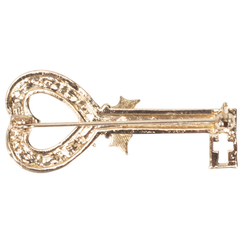 [Australia] - Transpac Key Bethlehem Let Him in Gold Tone 2 inch Zinc Alloy Metal Christmas Brooch Pin on Gift Card 