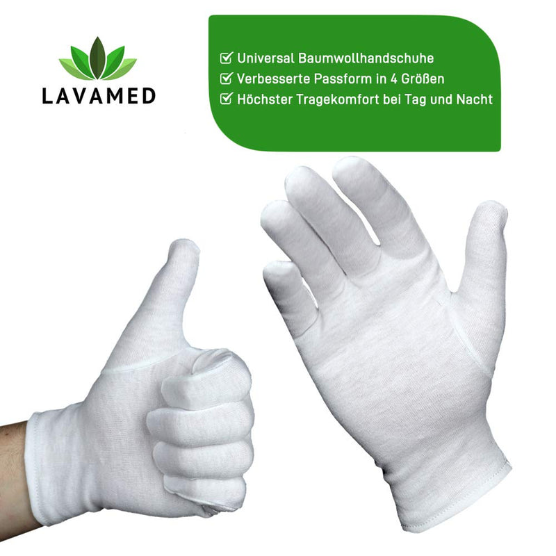 [Australia] - LAVAMED Dermatest: very good cotton gloves, extra soft cotton gloves made of 100% cotton, jersey gloves, white twisted gloves, premium cosmetic gloves in 4 sizes 12 Paar S (7/7.5) 