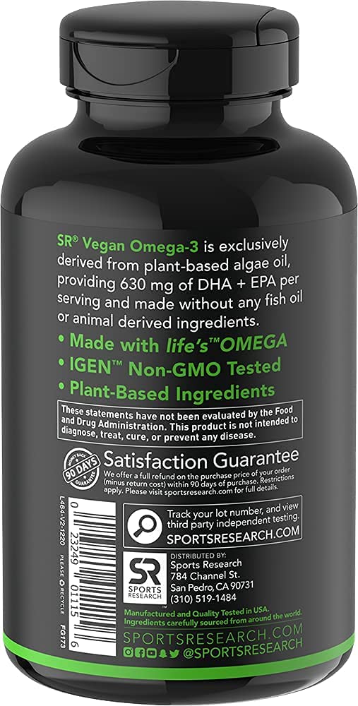 [Australia] - Vegan Omega-3 Fish Oil Alternative Sourced from Algae Oil | Highest Levels of Vegan DHA & EPA Fatty Acids | Non-GMO Verified & Vegan Certified - 60 Veggie Softgels (Carrageenan Free) Vegan Omega-3 
