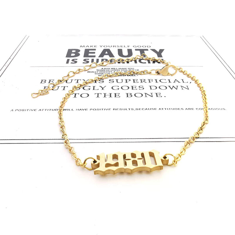 [Australia] - CSIYANJRY99 Birth Year Ankle Bracelets for Women,14K Gold Plated Birth Year Number Anklets Adjustable Chain Beach Foot Ankle Bracelets for Teen Girls Birthday Gifts 1980 