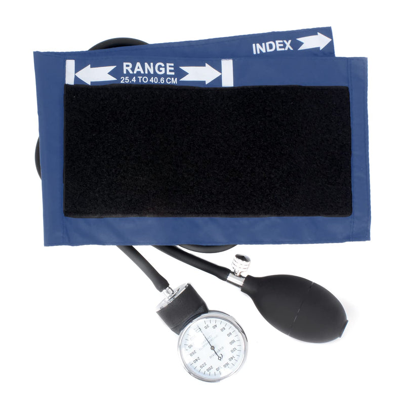 [Australia] - Dixie EMS Aneroid Sphygmomanometer and Dual Head Stethoscope Set with Adult Size Blood Pressure Cuff, Calibration Key and Carrying Case – Navy Blue 