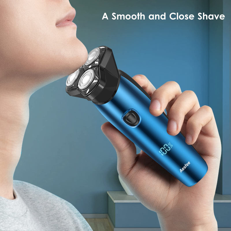 [Australia] - Electric Razor for Men, Wet & Dry Electric Shaver with Beard Trimmer, Rechargeable, Waterproof, LCD Display, Men's 3D Rotary Shavers Electric Shaving Razors Cordless 