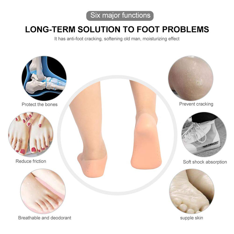 [Australia] - Silicone Socks, 1 Pair of Foot Anti-Cracks Protective Foot Care Socks Prevention Tool, for Care of Cracked Feet in Dry Skin Unisex(Skin Color-M) Skin Color M 