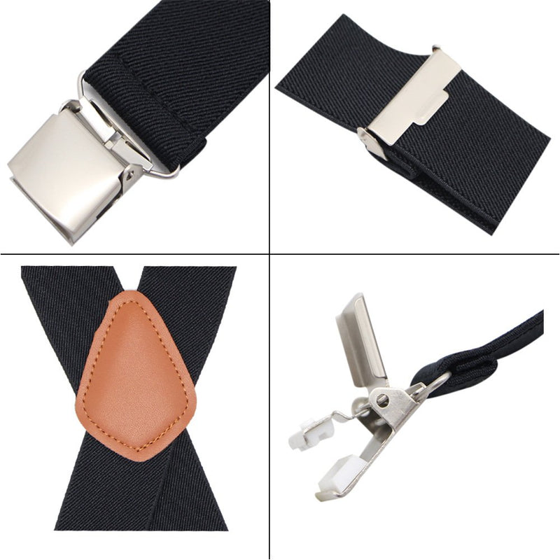[Australia] - Bioterti Men’s Heavy Duty X- Back Suspenders-Adjustable Size, Long & Elastic Braces Black 