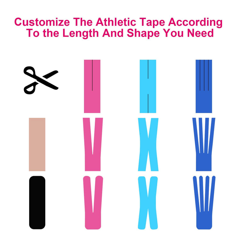 [Australia] - Kinesiology Tape Athletic Tape Sport Tape, Lychee Supports & Protects Muscles, Waterproof and Latex Free, Breathable Elastic for Sport Activity (Pink, 6 Rolls) Pink 