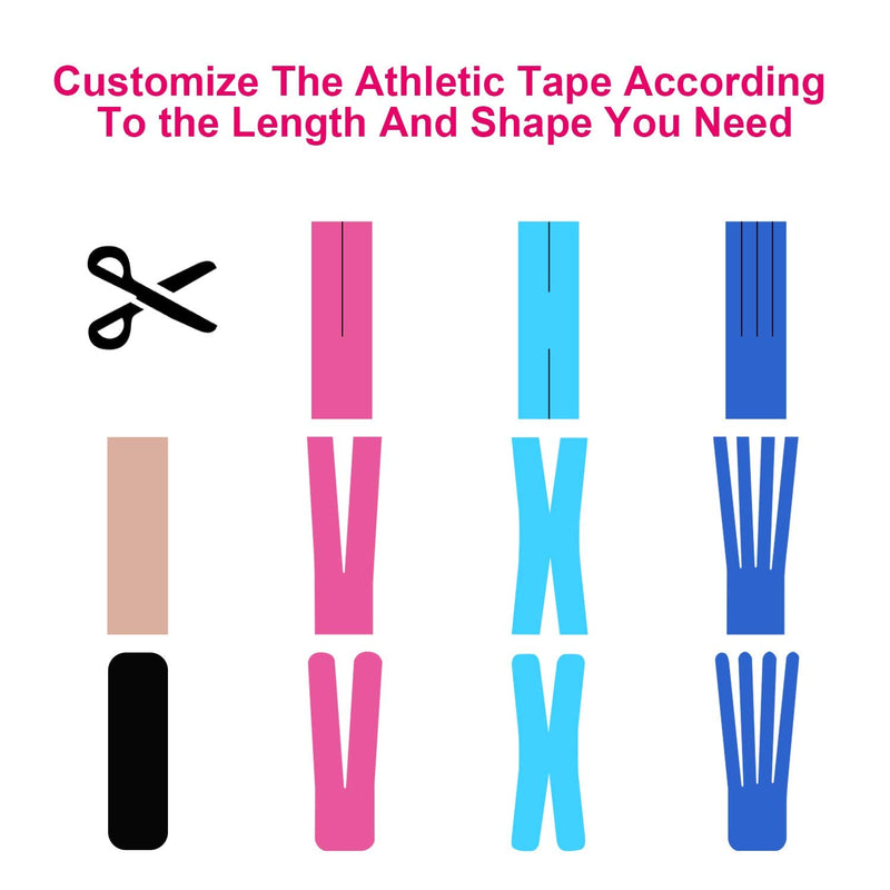 [Australia] - Kinesiology Tape Athletic Tape, Lychee Supports & Protects Muscles, Waterproof and Latex Free, Breathable Elastic for Sport Activity (Pink, 6 Rolls) Pink 