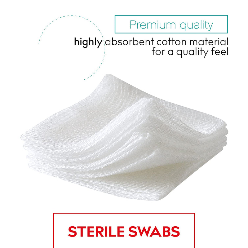 [Australia] - Medrull - Sterile Gauze Swabs, Pack of 100 (20 x 5 Pieces) 8-Ply, 7.5 cm x 7.5 cm, Absorbent Dressings, Bandage Material, Gauze Bandages, Wound Dressings 7.5x7.5 cm (100er Pack) 