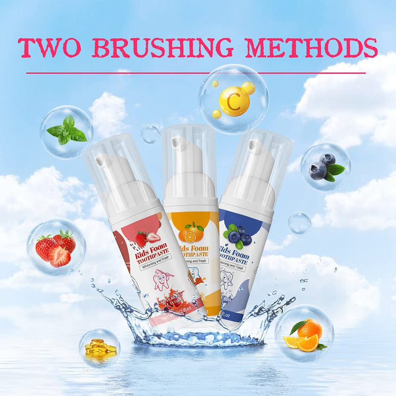 [Australia] - Kids Foam Toothpaste, Children Whitening Low Toothpaste Toddler Toothpaste Teeth Whitening Foam Toothpaste for U Shaped Toothbrush Electric Toothbrush Ages 3+ (Orange Flavor) 