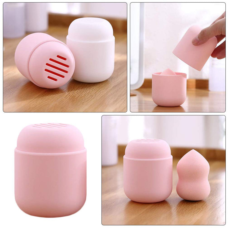 [Australia] - Beaupretty Makeup Sponge Holder Makup Blender Holder with Cover Cosmetic Sponge Carrying Container Foundation Blending Sponge Makeup Puff Travel Case (Pink) 