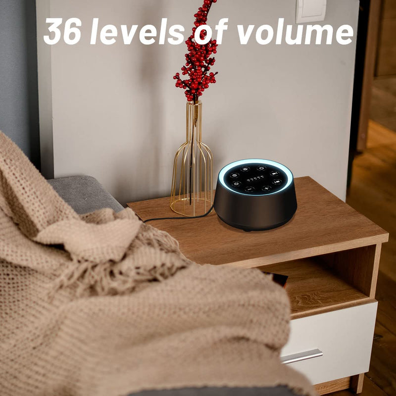 [Australia] - EasyHome Sleep Sound Machine White Noise Machines with 30 Soothing Sounds 12 Adjustable Night Light 10 Adjustment Brightness 36 Levels of Volume 5 Timers and Memory Function Home Travel Office Black 