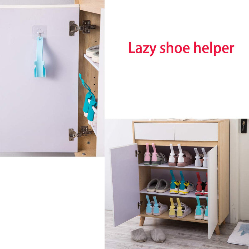 [Australia] - 8 Packs Portable Lazy Shoes Helper Shoe Wear Helper Shoe Lifting Helper for Men Women Kids, Sock Slider Handled Shoe Horn for Seniors, Elderly, Disabled, Fits All Shoes, Blue and Grey 
