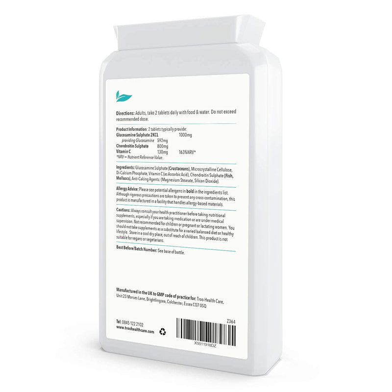 [Australia] - Glucosamine Chondrotin Complex with Vitamin C - 180 Tablets - Supports Collagen Formation to Help Maintain Healthy Bones, Cartilage & Joints - UK Manufactured Supplement to GMP Standards 