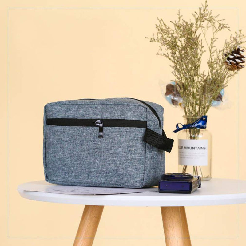 [Australia] - APAS Travel Makeup Bag Large Cosmetics Organizer Portable Double Zipper Pouch for Women Men (Grey) Grey 