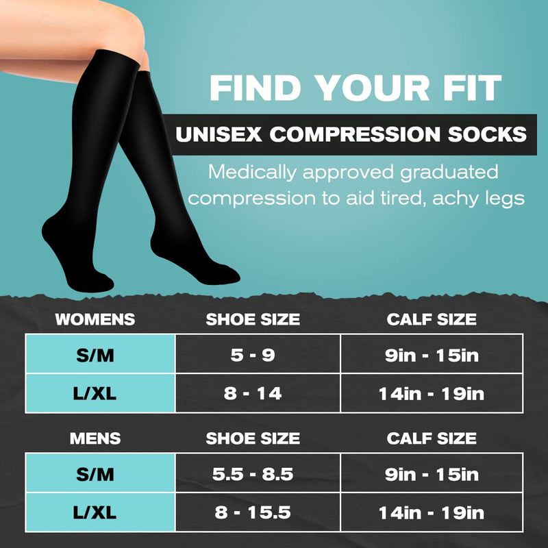 [Australia] - Compression Socks for Women & Men Circulation (4 Pairs)- Best Support for Running,Hiking,Athletic Sports,Flight Travel 02black Large-X-Large 