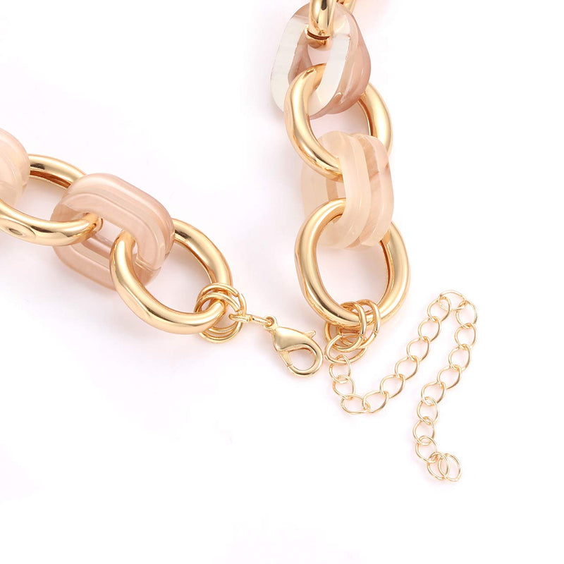 [Australia] - CENAPOG Two Tone Gold Plated Link Chain Necklace Link Dangle Earrings Cuban Chain Chunky Jewelry Set for Women Girls Marble grey 