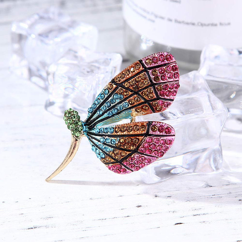 [Australia] - 4 Pieces Fashion Colorful Enamel Brooch Pins Animals Brooch Pins Crystal Rhinestone Butterfly Seahorse Dragonfly Lizard Brooch Pins for for Women Ladies Jewelry 