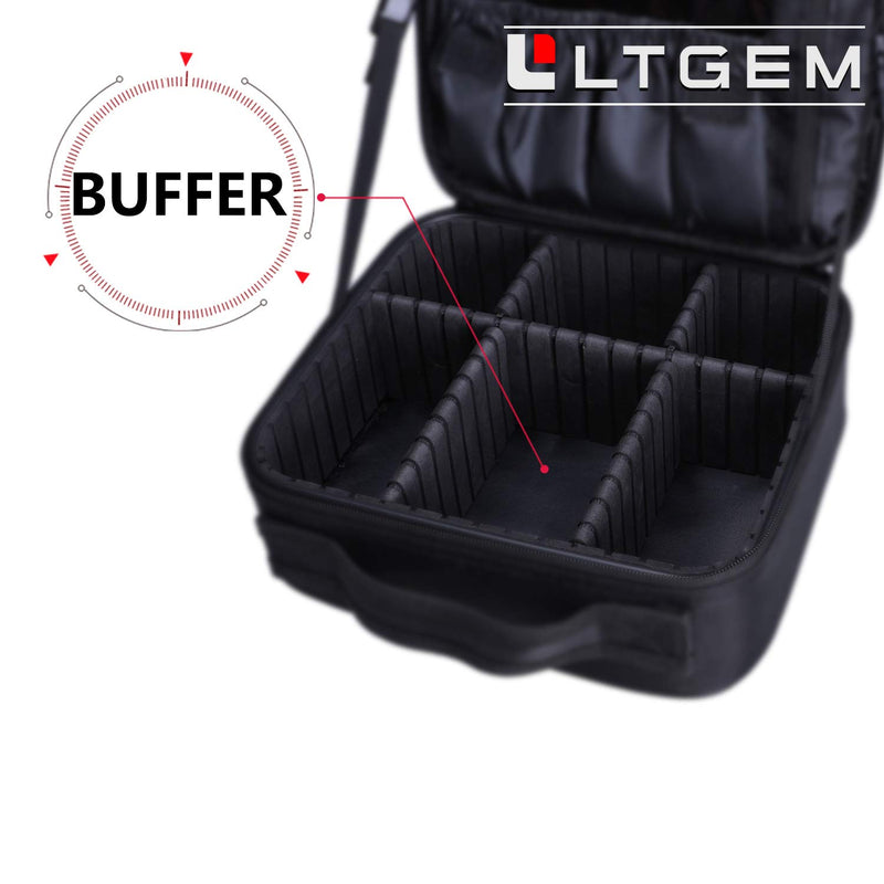 [Australia] - LTGEM Cosmetic Travel Bag Makeup Train Organizer Portable Storage Case with Adjustable Dividers for Cosmetics Makeup Brushes Toiletry Jewelry Accessories-Black 