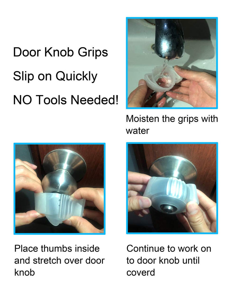 [Australia] - Doorknob Grips, Door Knob Cover, Open Doors Easily Standers Great Grips with Glow Inserts Sleep Aids, Silicone Doorknob Bumper Grips, Childproof Door Handle Safety Covers (2 Pack) 