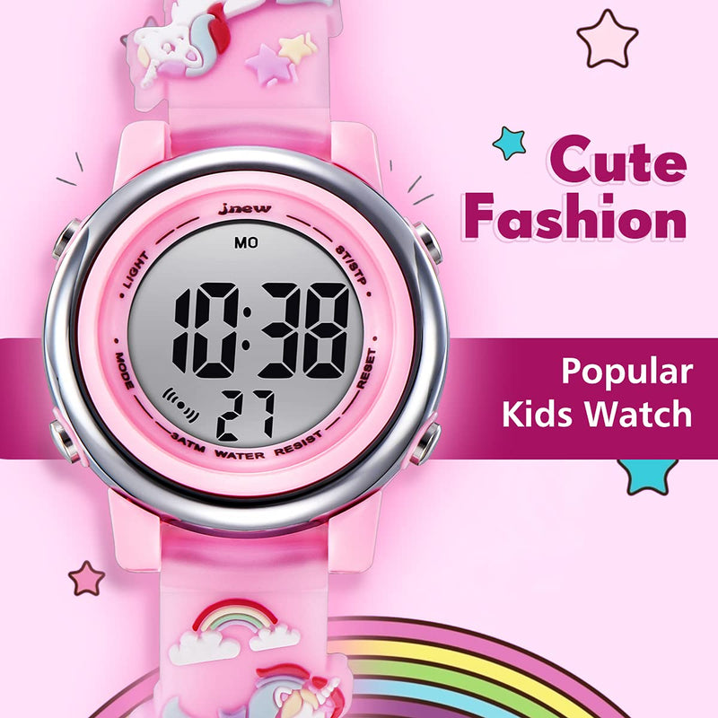 [Australia] - Kids Watches Girls Watch Ages 3-12 Toddler Digital Sports Waterproof 3D Cartoon 7 Color Lights Wrist Watch for Girls Little Child Pink 