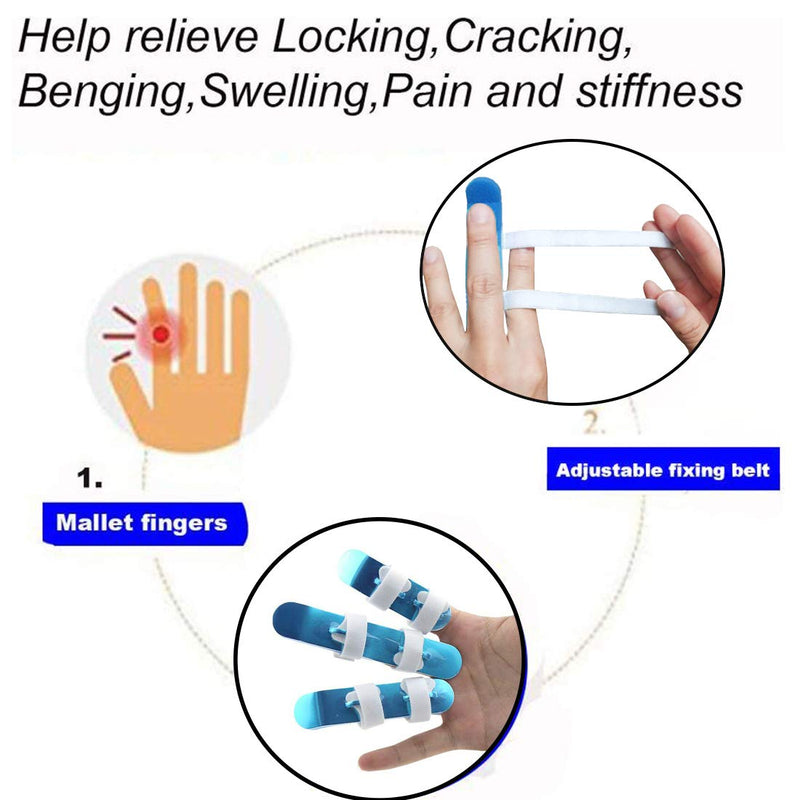 [Australia] - Footsihome Finger Splint Metal Pack of 5 Broken Finger Brace Support Mallet Finger Stabilizer for Adults and Children Finger Knuckle Joint Fixation - 3 Size Blue 5 Pack 