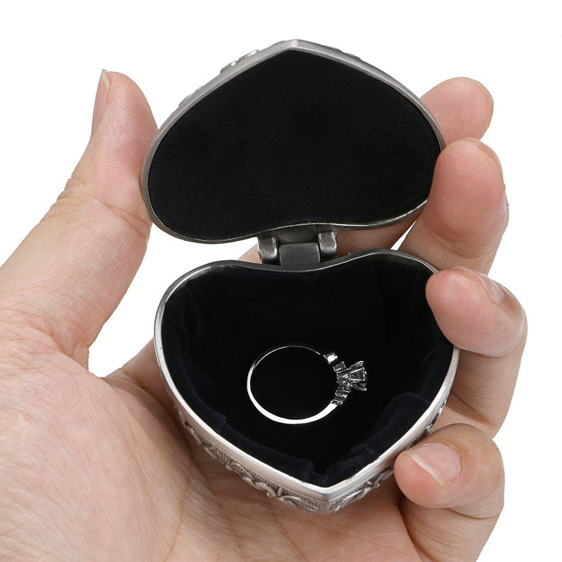 [Australia] - Hipiwe Vintage Heart Shape Jewelry Box - Small Antique Ring/Earrings/Necklace Storage Organizer Case, Metal Treasure Chest Trinket Keepsake Gift Box for Women and Girls 
