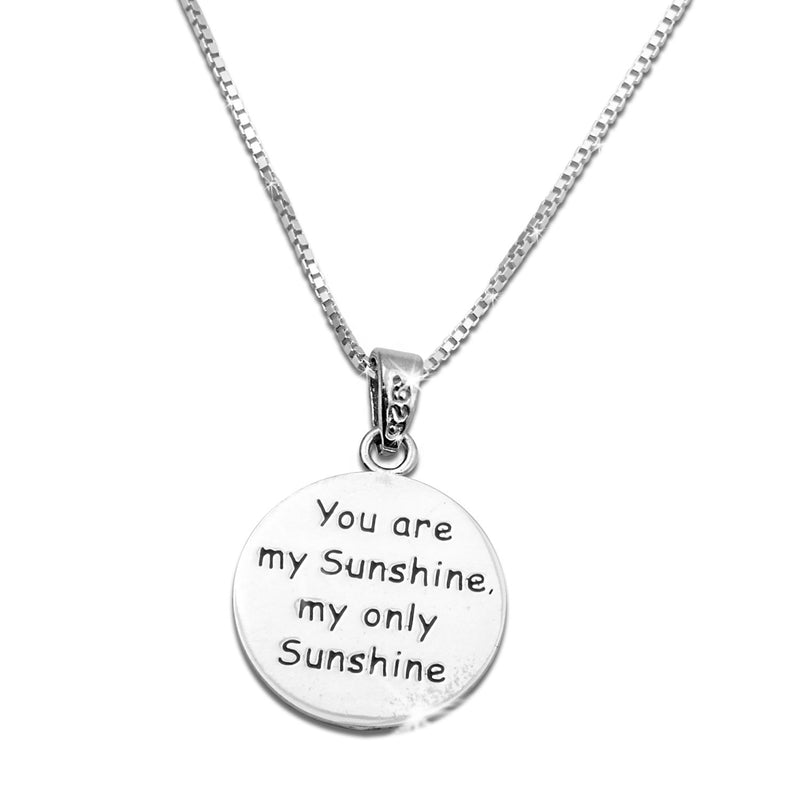 [Australia] - Sterling Silver You are My Sunshine My only Sunshine Necklace (18" Chain Included) Sterling-Silver 