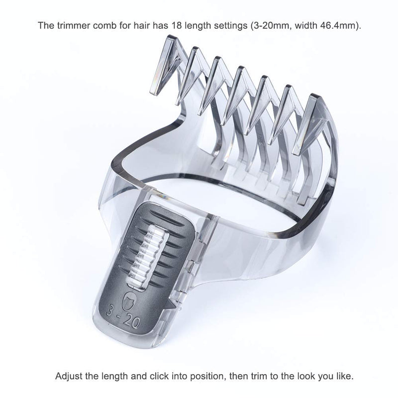 [Australia] - Comb Trimmer, Trimming Clipper Comb Skin Salon Trimmer Guide Comb, Replacement Adjustable Clipper Comb for QG3320 QG3352 QG3391 (3-20mm,width 46.4mm) 3-20mm(width 46.4mm) 