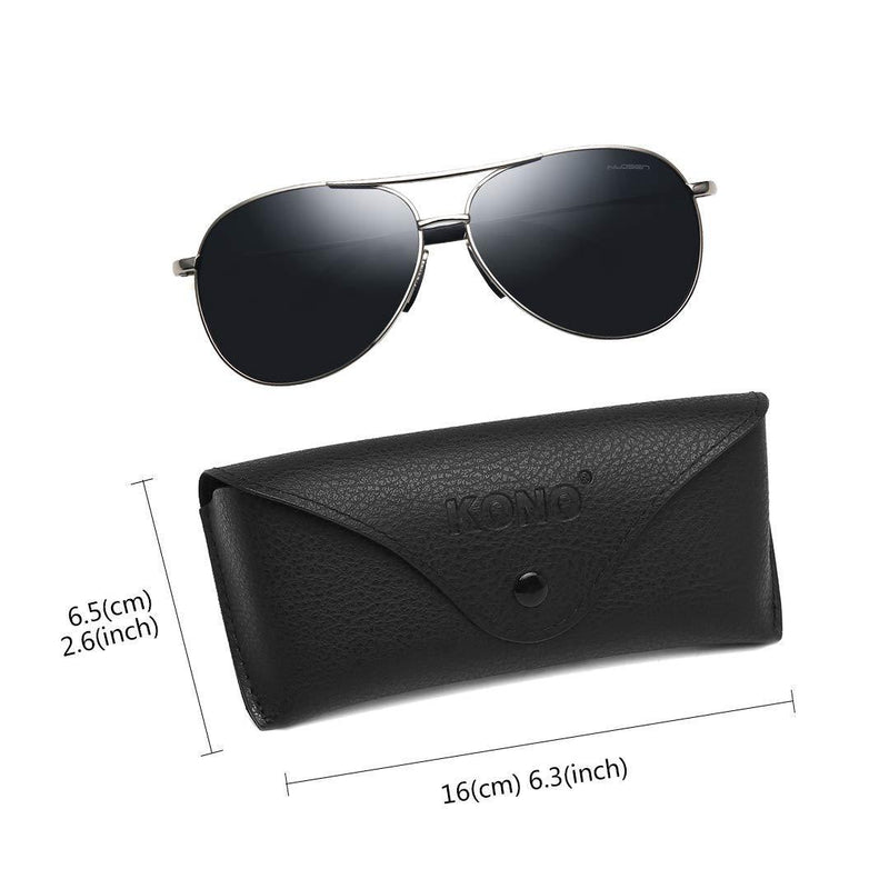 [Australia] - Kono PU Leather Glasses Case Portable Travel Sunglasses Soft Storage Bag with Snap Button for Men & Women Black 