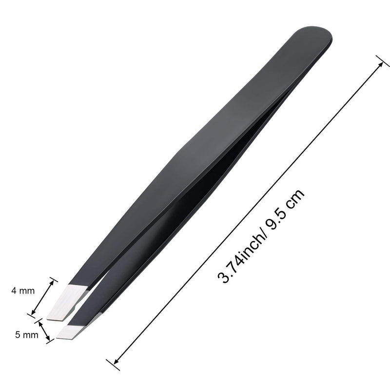 [Australia] - 12 Pieces Slant Tweezers Stainless Steel Slant Tip Tweezers Precision Facial Hair Tweezers Eyebrow Tweezers for Men and Women (Black) Black 