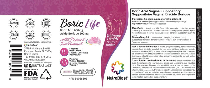 [Australia] - NutraBlast Boric Acid Vaginal Suppositories 600mg (30 Count) w/NutraBlast Disposable Vaginal Suppository Applicators (15-Pack) and Feminine pH Test Strips 3.0-5.5 (100 Tests Roll) 