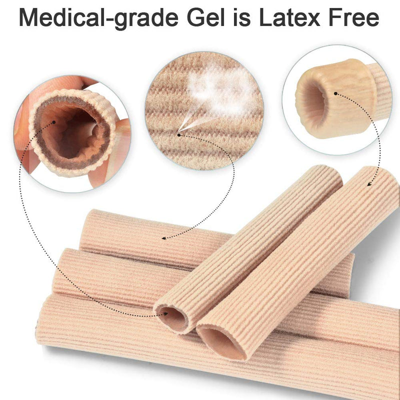 [Australia] - Cuttable Toe Tubes Sleeves 5 Pack, Made of Elastic Fabric Lined with Silicone Gel. Toe Sleeve Protectors Relief Toe Pressure Pain, Corn and Calluses Remover For Medium Toe 3.93 Inch (Pack of 5) 