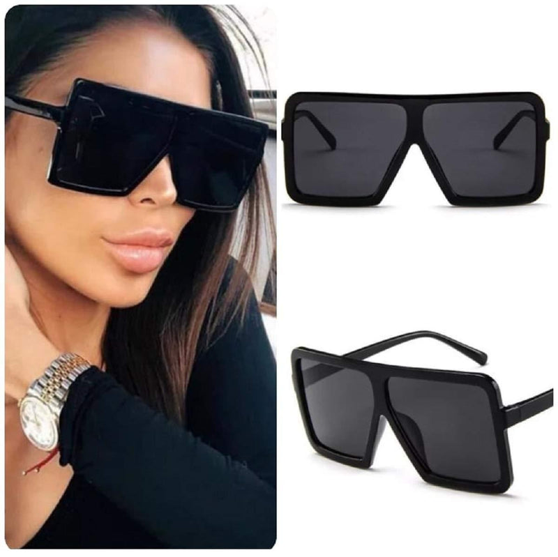 [Australia] - Oversized Sunglasses Trending Women/Flat Top Shield Glasses/Big Square Celeb Retro Vintage 