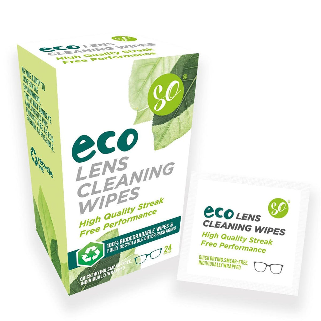 [Australia] - SO ECO Lens Cleaning Wipes (24pcs) Suitable for All Spectacle Lens Types, Mobile Phone Screens, Tablets, Camera Lens ETC.ECO FRIENDLY Disposable/Biodegradable (1) 1 