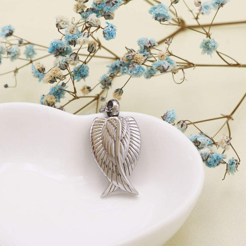 [Australia] - Feather Wings Keepsake Urn Pendant Necklace 316L Stainless Steel Cremation Jewelry for Ashes Dog Cat Memorial 