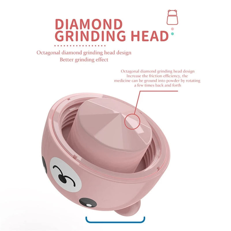 [Australia] - Pill Grinder, Cute Bear Portabl Pill Pulverizer Pill Crusher Medicine Tablet Grinder Container Storage Box (Pink) Pink 