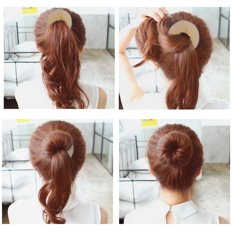 [Australia] - 6 Pcs Hair Donut Hair Doughnut Bun Doughnut Blonde Donut Bun Rings Bun Maker Set with 20 Pcs U-Shaped Hair Pins for Girls Kids and Women Bronze 