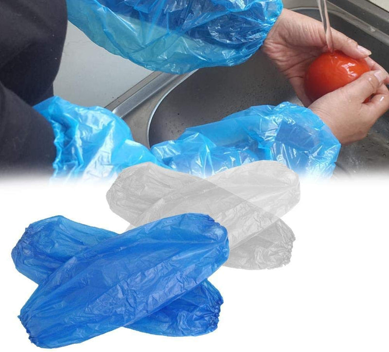 [Australia] - HOT BARGAINS Disposable Arm Sleeves Covers Plastic Oversleeves For Home Cleaning Medical Waterproof Cover One Size Blue (PACK OF 100) 
